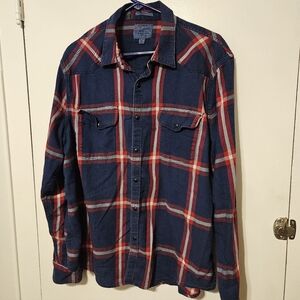 Lucky Jeans Western Plaid Shirt Mens XL, Lightweight Snap Buttons Blue/red